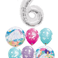 Mermaid Birthday Bubble Silver Number Pick An Age Balloons Bouquet