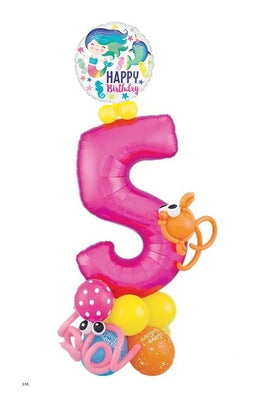 Mermaid Pick An Age Jumbo Number Birthday Balloon Stand Up