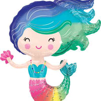 Mermaid Rainbow Shape Foil Balloon with Helium and Weight