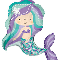 Mermaid Shape Foil Balloon with Helium Weight