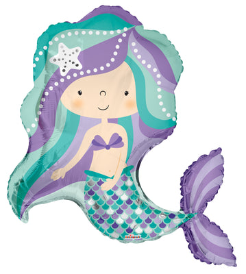 Mermaid Shape Foil Balloon with Helium Weight