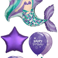 Cute Mermaid Happy Birthday Balloon Bouquet with Helium and Weight