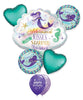 Mermaid Shell Birthday Balloon Bouquet with Helium Weight