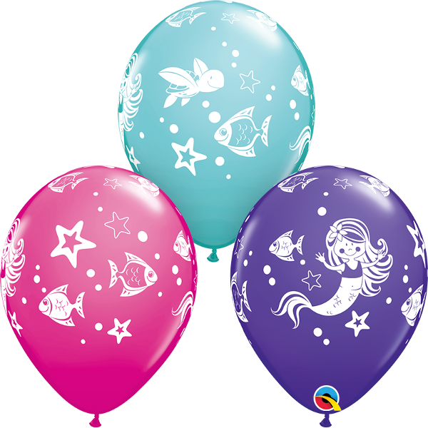 11 inch Merry Mermaid Friends Balloons with Helium and Hi Float