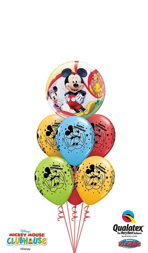Mickey Mouse Bubble Colourful Balloon Bouquet with Helium and Weight