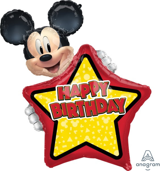 Mickey Mouse Birthday Personalize Name Balloon with Helium and Weight