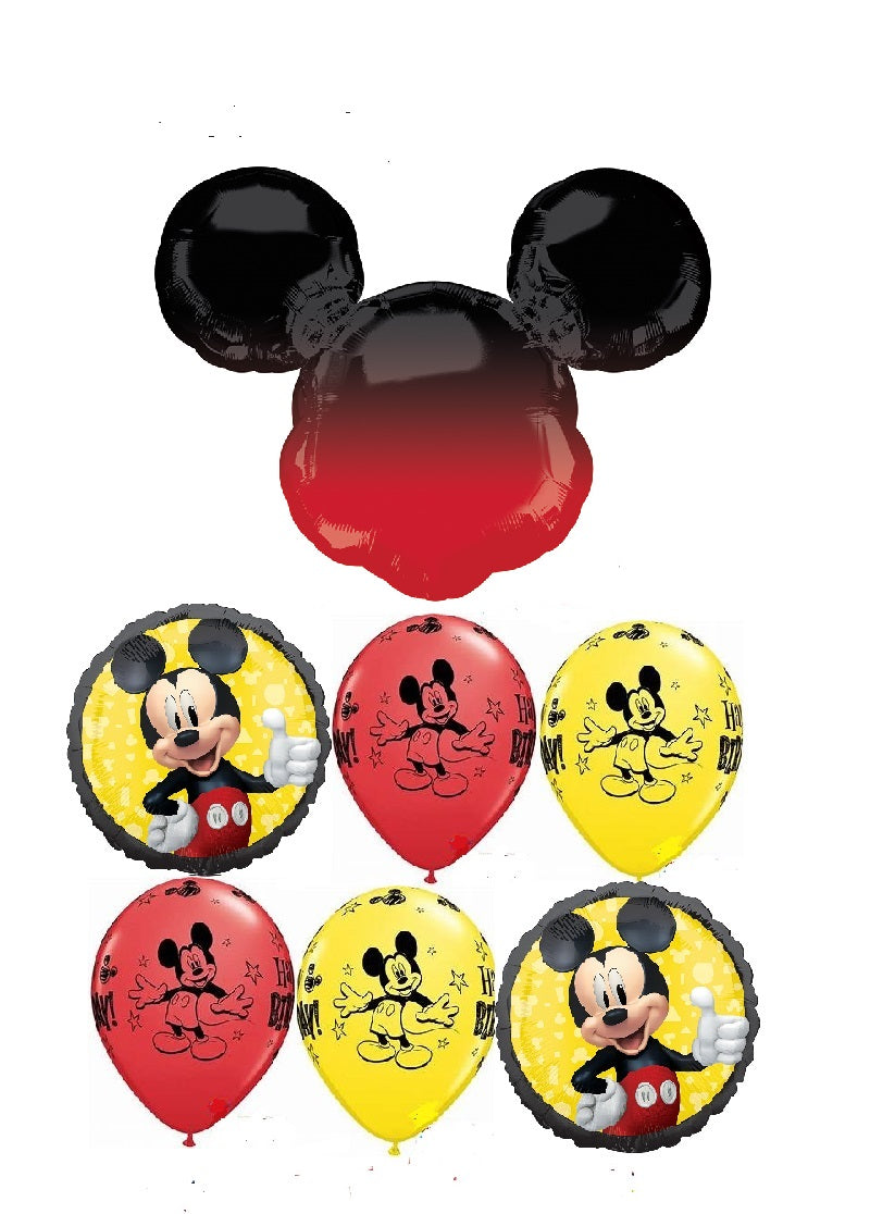 Mickey Mouse Forever Ombre Head Balloon Bouquet with Helium and Weight