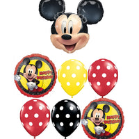 Mickey Mouse Polka Dots Birthday Balloon Bouquet with Helium Weight