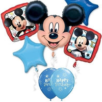 Mickey Mouse Blue Star Birthday Balloon Bouquet with Helium and Weight