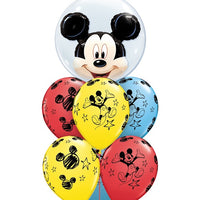 Mickey Mouse Double Bubble Balloon Bouquet with Helium and Weight