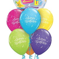21 Birthday Brilliant Stars Bubble Balloon Bouquet with Helium Weight