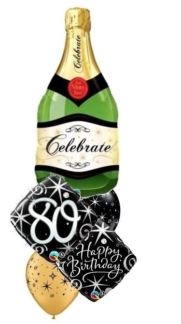 80th Birthday Elegant Champagne Balloons Bouquet