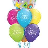 40th Birthday Brilliant Star Bubble Balloon Bouquet with Helium Weight