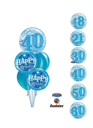 Pick An Age Bubble Blue Birthday Balloons Bouquet