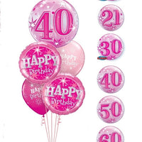 Pick An Age Pink Birthday Balloon Bouquet