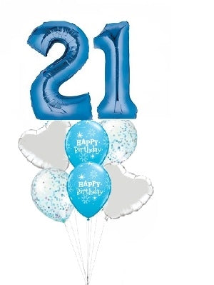 Pick An Age Blue Numbers Birthday Balloon Bouquet