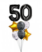 34 inch Pick An Age Black Number Birthday Confetti Balloons Bouquet