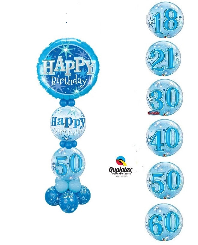 6 Foot Pick An Age Blue Birthday Balloon Stand Up