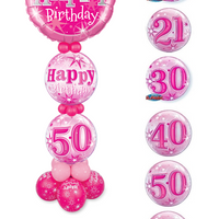 6 Foot Birthday Pick An Age Pink Bubble Balloon Stand Up
