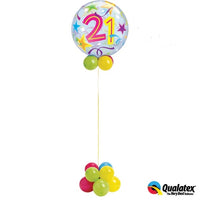 21st Birthay Brilliant Stars Bubble Balloon Centerpiece with Helium