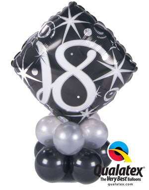 18th Birthday Elegant Black Diamond Balloon Centerpiece