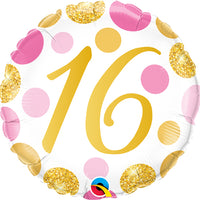 Milestone Pink Gold 16th Birthday Balloon with Helium
