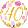 Milestone Pink Gold 40th Birthday Balloon with Helium