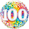 Milestone Rainbow Dots 100th Birthday Balloon with Heliums