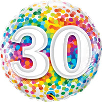 Milestone Rainbow Dots 30th Birthday Balloon with Helium