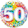 Milestone Rainbow Dots 50th Birthday Balloon with Helium