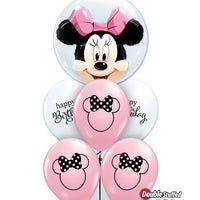 Minnie Mouse Double Bubble Pretty Pink Birthday Balloon Bouquet