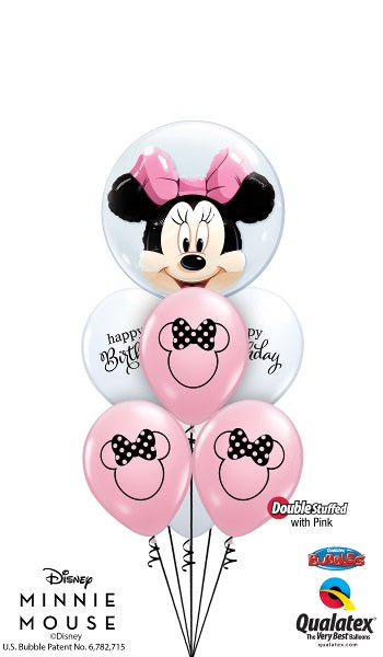 Minnie Mouse Double Bubble Pretty Pink Birthday Balloon Bouquet