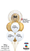 Minnie Mouse Gold Sparkle Balloon Bouquet with Helium and Weight