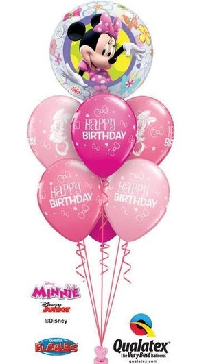 Minnie Mouse Bubble Pink Happy Birthday Balloon Bouquet