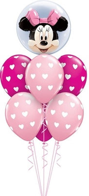 Minnie Mouse Double Bubble Hearts Balloon Bouquet