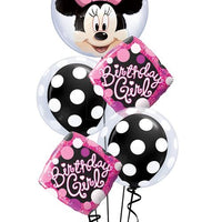 Minnie Mouse Double Bubble Polka Dots Birthday Girl Balloon Bouquet