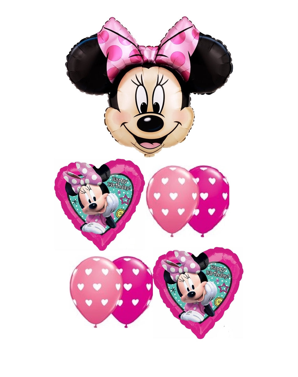 Minnie Mouse Hearts Happy Birthday Balloon Bouquet