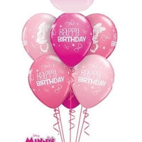 Minnie Mouse Ombre Birthday Balloon Bouquet with Helium and Weight