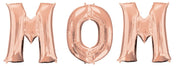 Mom Jumbo Rose Gold Letter Balloons with Helium Weight