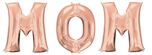 Mom Jumbo Rose Gold Letter Balloons with Helium Weight