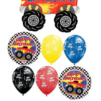 Monster Truck Happy Birthday Balloon Bouquet with Helium Weight