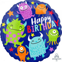 18 inch Monsters Happy Birthday Foil Balloon with Helium