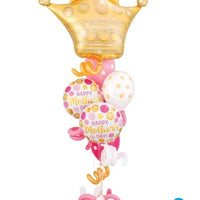 Mothers Day Gold Crown Curly Balloons Bouquet Stand Up