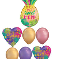 Mothers Day Sweet Mom Pineapple Hearts Balloon Bouquet