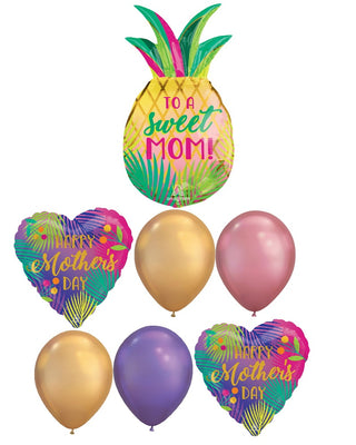 Mothers Day Sweet Mom Pineapple Hearts Balloons Bouquet
