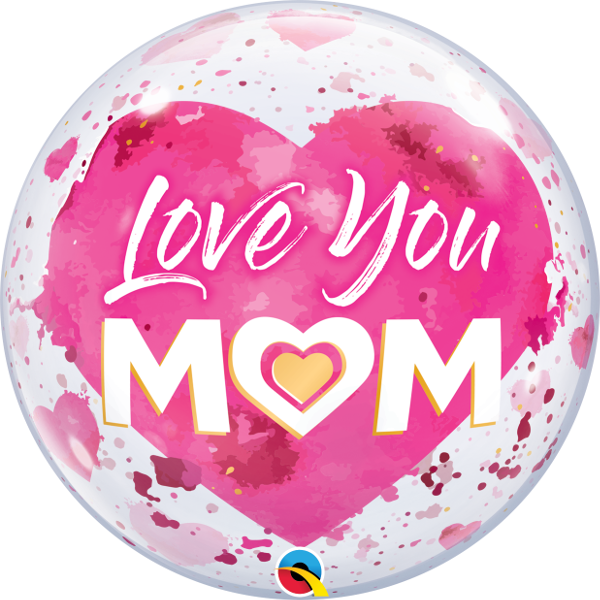 22 inch Mothers Day Pink Sold Love You Mom Bubble Balloons