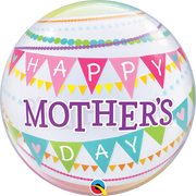22 inch Happy Mothers Day Pennant Bubbles Balloon