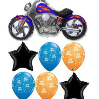 Motorcycle Blue Birthday Balloon Bouquet with Helium and Weight