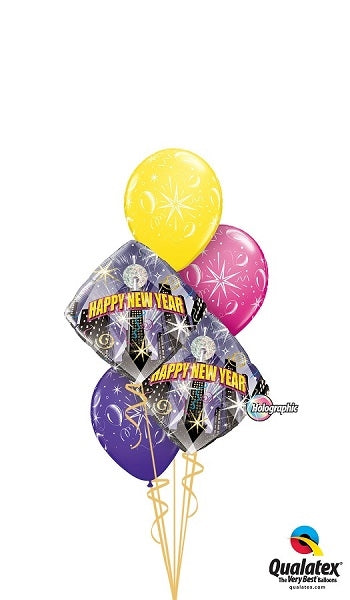 New Year Ball Drop Balloon Bouquet with Helium and Weight