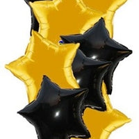 New Year Black Gold Stars Balloon Bouquet with Helium and Weight